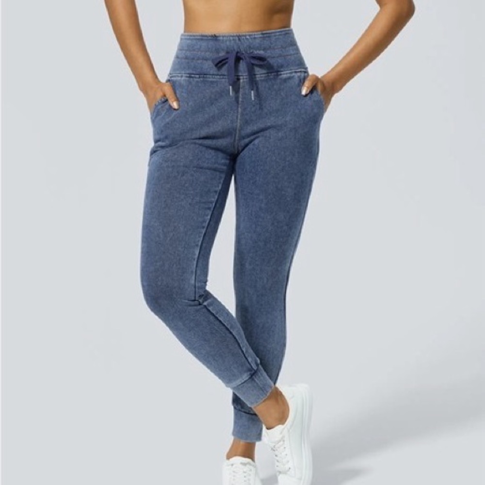 HALARA Sky Blue Denim Joggers Large NWT